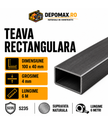 Teava rectangulara 100 x 40 x 4 mm, 6 metri